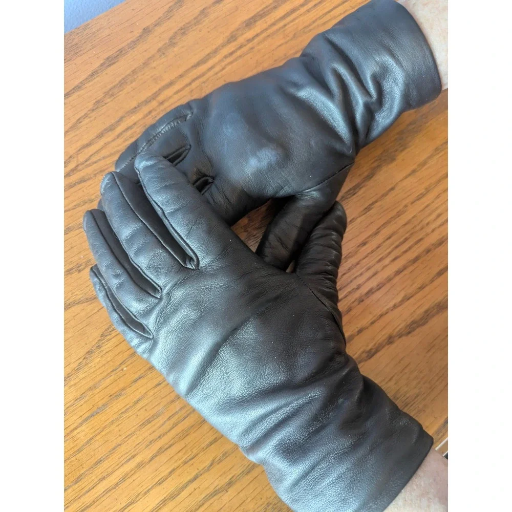 Talbots Womens Dark Brown Italian Leather Cashmere Lined Gloves Size‎ 6.5 Italy